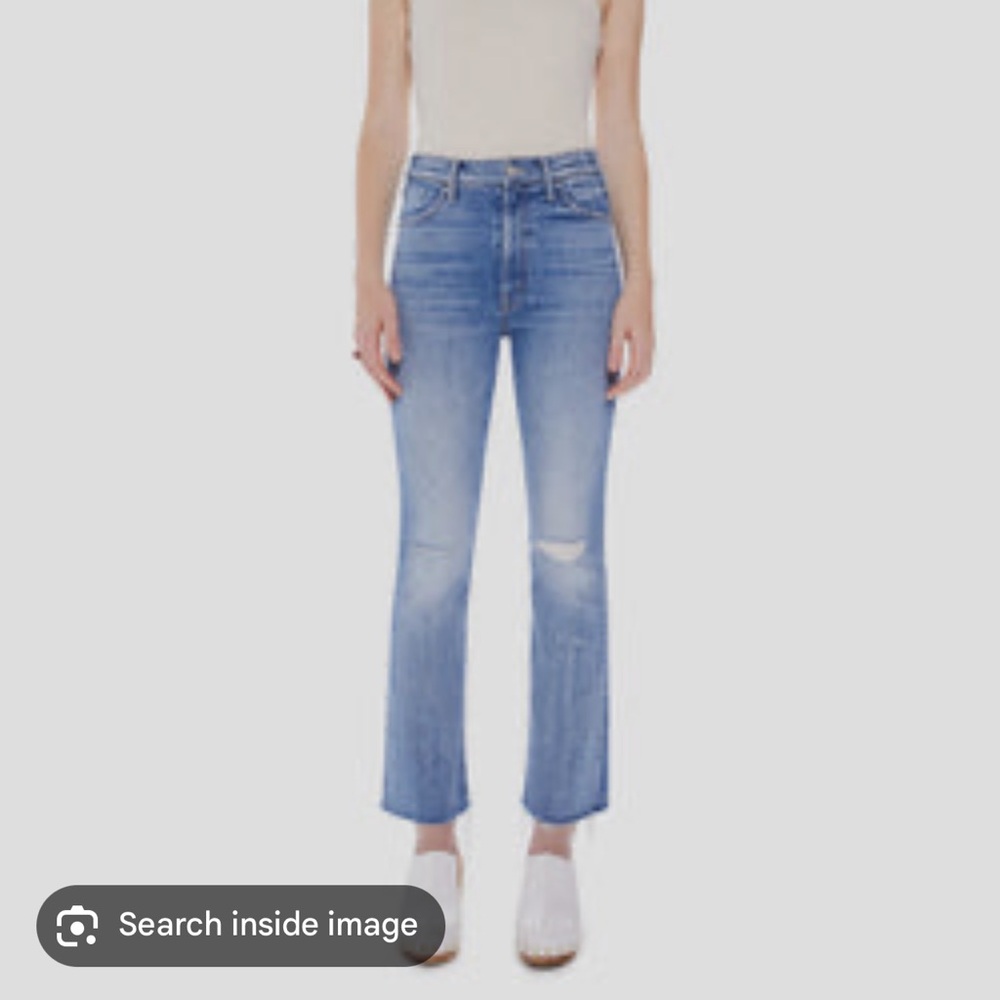 MOTHER Blue Distressed Straight Leg Jeans